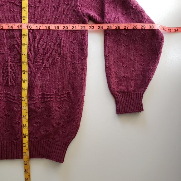 Vintage Northern Reflections By Parkhurst Maroon Farmhouse Knit Sweater Size L - Picture 13 of 15